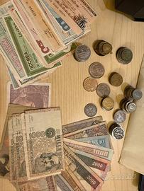 grande lotto di banconote e miniassegni e monete