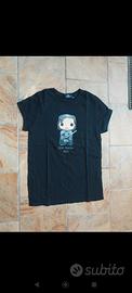T shirt nera Game of Thrones con stampa Jon Snow