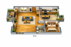 Ampio bilocale con doppio balcone