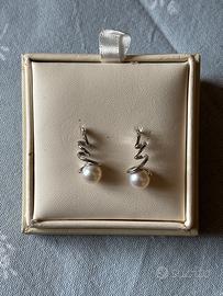 Orecchini donna perla oro bianco nuovi