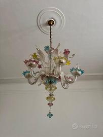 Splendido Lampadario in Vetro di Murano Multicolor