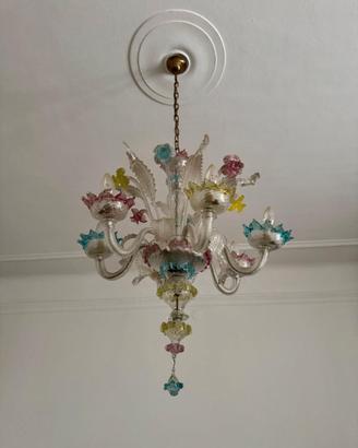 Splendido Lampadario in Vetro di Murano Multicolor