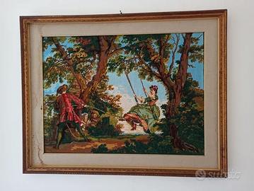 Quadro con disegno ricamato a mezzo punto