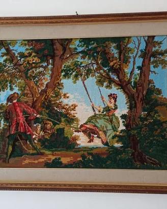 Quadro con disegno ricamato a mezzo punto