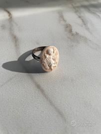 Anello vintage con cammeo conchiglia argento 925