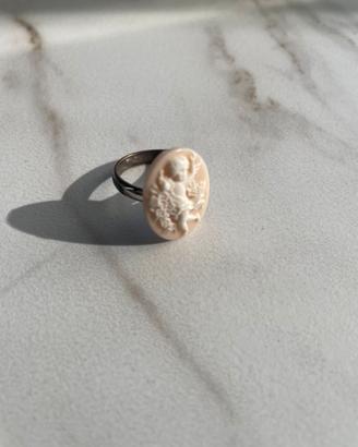 Anello vintage con cammeo conchiglia argento 925