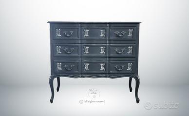 Cassettiera comò in legno nuova color grigio scuro