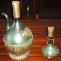 Coppia di fiaschi vintage con rivestimento in rame