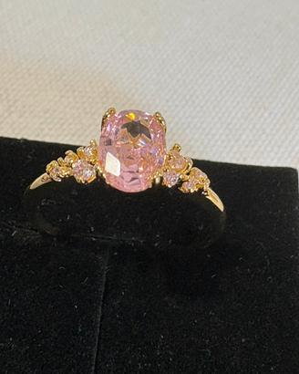 Anello placcato oro con zircone rosa