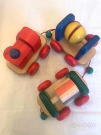 Treno Giocattolo Vintage in Legno 