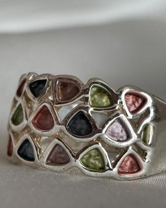 Anello con smalti multicolore 