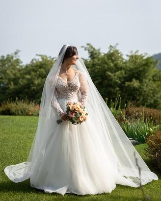 👑 Abito da Sposa sartoriale + velo + sottogonna