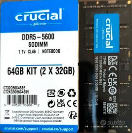 Crucial RAM 64GB Kit (2x32GB) DDR5 5600MHz "NUOVO"