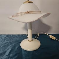 Lampada da Tavolo Tiffany in Vetro Bianco 