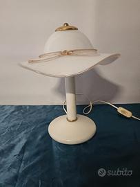 Lampada da Tavolo Tiffany in Vetro Bianco 