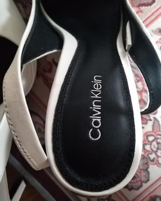SLINGBACK PELLE BIANCHE DONNA CALVIN KLEIN