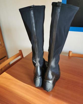 Stivali calzino  in Pelle e Tessuto Nero