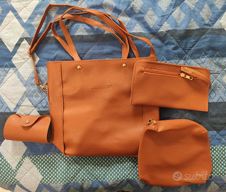 Set:borsa+pochette+portacarte+portafoglio