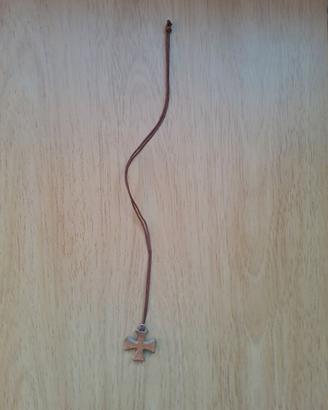 Collana Pendente Croce Legno Naturale