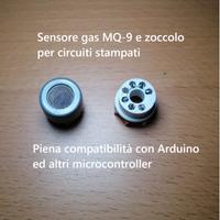 Sensore gas MQ-9 + zoccolo per montaggio PCB Nuovo