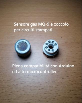 Sensore gas MQ-9 + zoccolo per montaggio PCB Nuovo