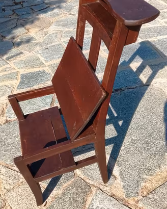 Antico Inginocchiatoio Sedia Legno Anno 1900