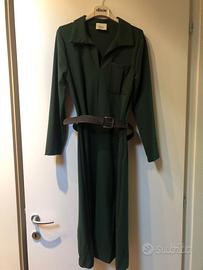 Abito lungo verde Dixie con cintura pelle