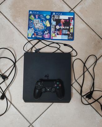 PS4 Slim 500GB + Controller + FIFA 21 e Just Dance