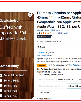 Cinturino in acciaio inossidabile per Apple watch
