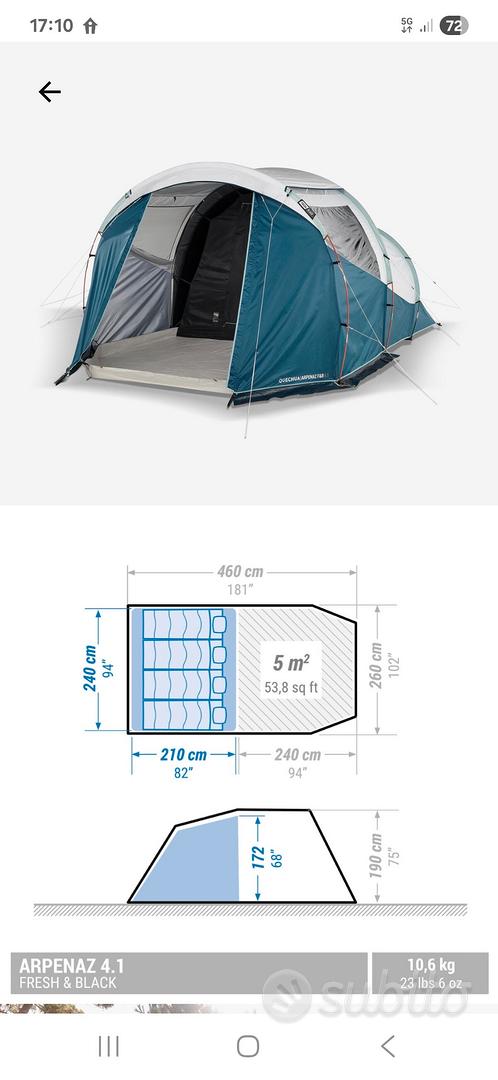 Tenda Quechua Arpenaz Fresh and Black posti Sports In