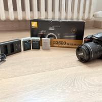 Nikon D3500 18-55 VR + 85mm f/1.8 e 3 batterie