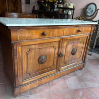 Credenza in moce dell 800 top in marmo carrara