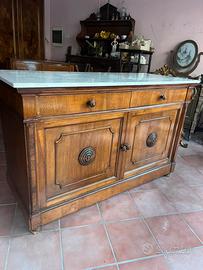 Credenza in moce dell 800 top in marmo carrara