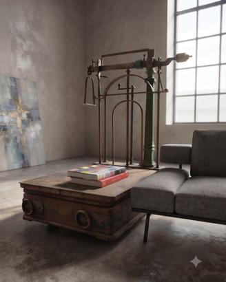 Antica Bilancia a Bascula in Legno e Ferro - Chic