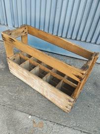 Antica cassetta portabottiglie in legno – vintage 