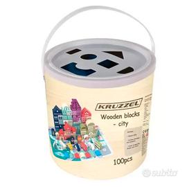 Blocchi di legno - città + puzzle + borsa + Sorter