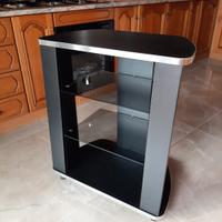 Tavolino porta TV in legno e vetro 