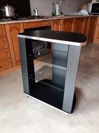 Tavolino porta TV in legno e vetro 