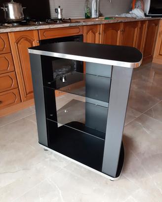Tavolino porta TV in legno e vetro 