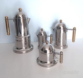 Set caffè Vev Vigano acciaio inox 18/10 e oro 24K