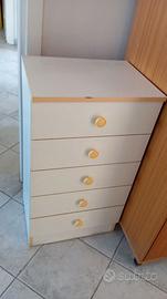 Pratica cassettiera bianca a 5 cassetti