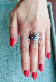 anello minimal floreale in acciaio inox 