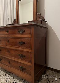 Comò Antico con Specchiera e Marmo - Fine '800