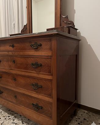 Comò Antico con Specchiera e Marmo - Fine '800