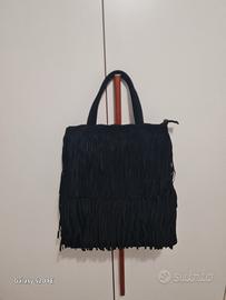 BORSA  IN  PELLE SCAMOSCIATA MORBIDA CON FRANGE