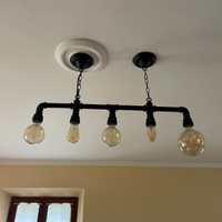 Lampadario Industriale con 5 Lampadine Vintage