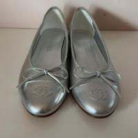 Ballerine cc in pelle donna argento