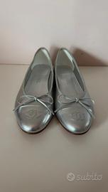 Ballerine cc in pelle donna argento