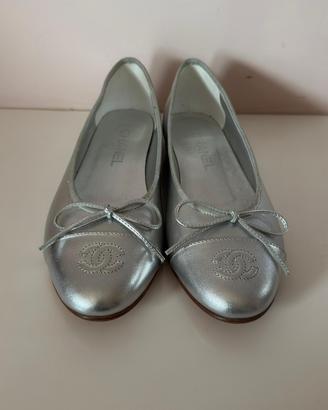 Ballerine cc in pelle donna argento