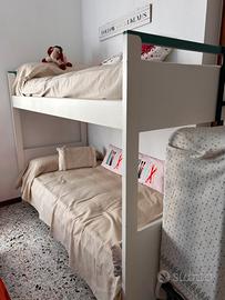 Letto a castello in legno laccato bianco